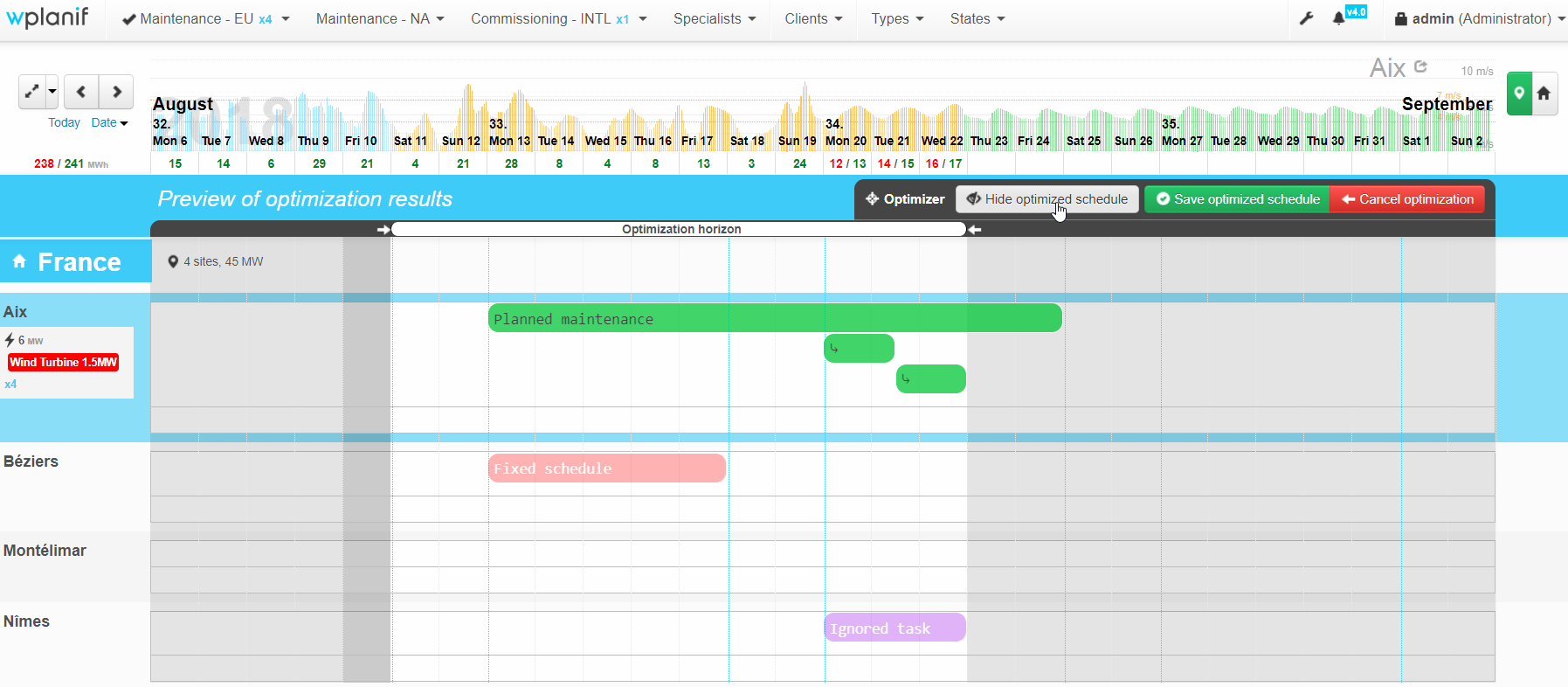 Optimizer: launch the optimizer, analyze the results and cancel the optimization.